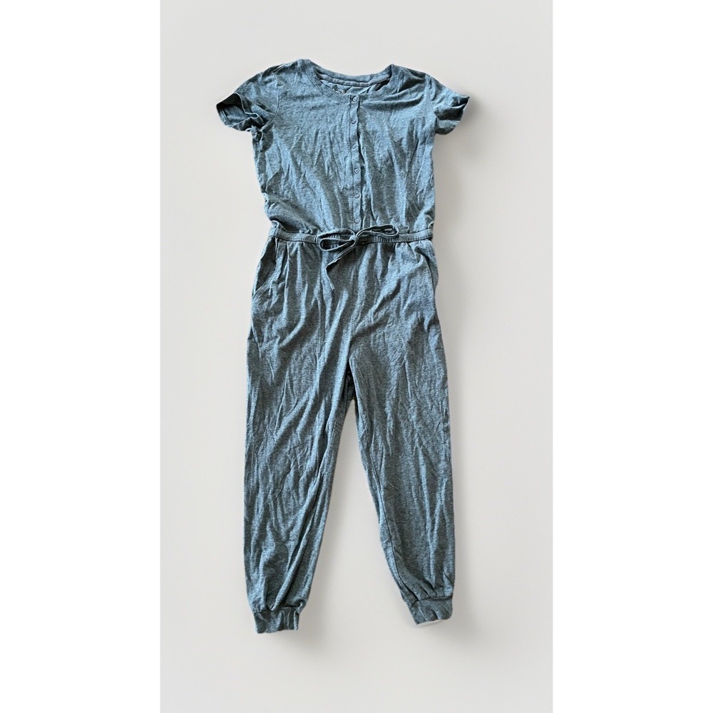 AnyBody Regular Cozy Knit Button Front Jumpsuit Grey Loungewear - Small Petite‎